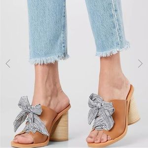 Dolce Vita tan leather sandals platform pinstriped